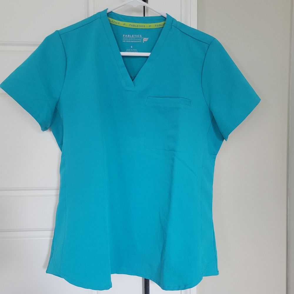 Fabletics Women's Teal V-Neck Short Sleeve Top